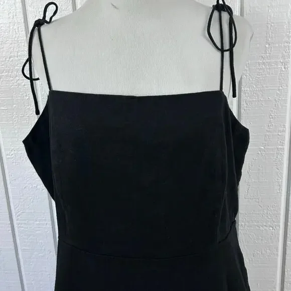 Old Navy Women Black Linen Tie Sundress XL Sleeveless Smocked Back Casual Dress - Picture 3 of 7